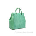 Green Elegance Genuine Leather Shopper Bag Stylish For leis